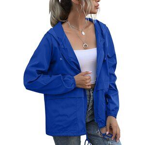 Women's Waterproof Raincoat Lightweight Hooded Windbreaker with Pockets